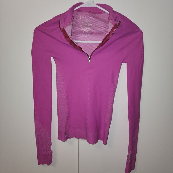 Free People Movement Pink 1/2 Zip Mock Neck  Activewear PulloverWomens XS Barbie - Picture 8 of 15